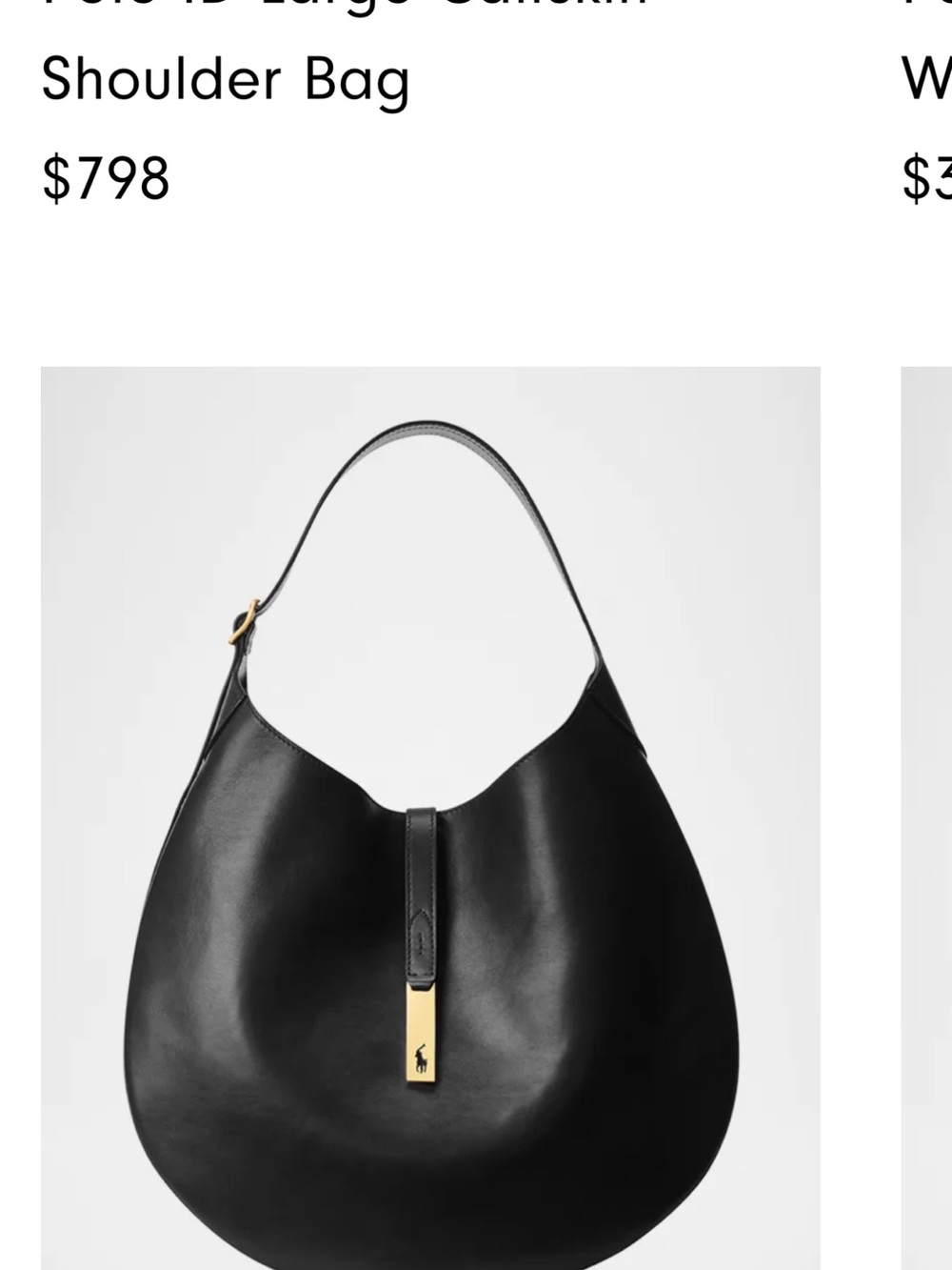 Classic Black Leather Hobo Shoulder Bag